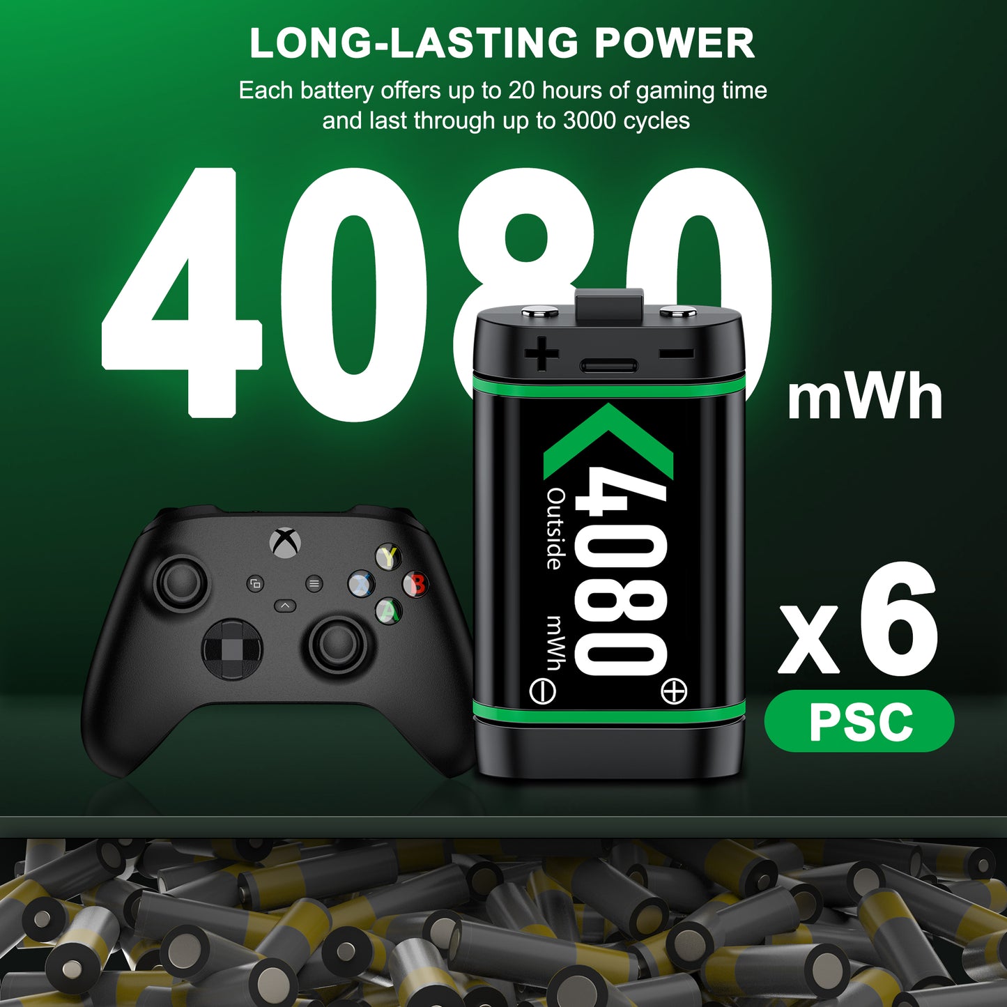 Xbox Controller Battery Pack for Xbox One/Xbox Series X|S, 6PCS 4080Mah Xbox Rechargeable Battery Packs & Xbox Charger Station for Xbox One/One S/One X/One Elite