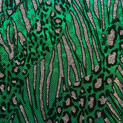 Cheetah Metallic Flocking Hologram Glitter Fabric in Nylon Spandex | Spandex Palace