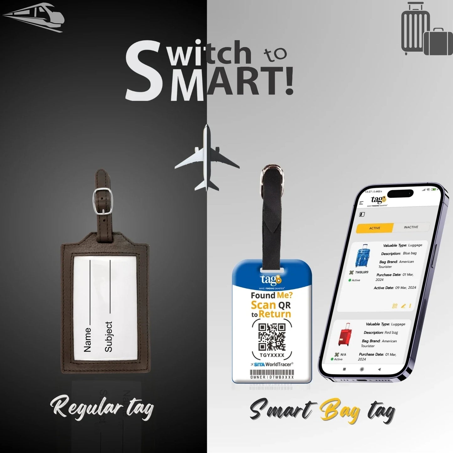 Smart Bag Security Tag -  Czech Republic Flag [Pack 2]